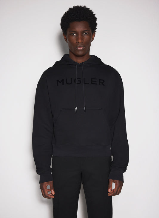 black Mugler logo hoodie