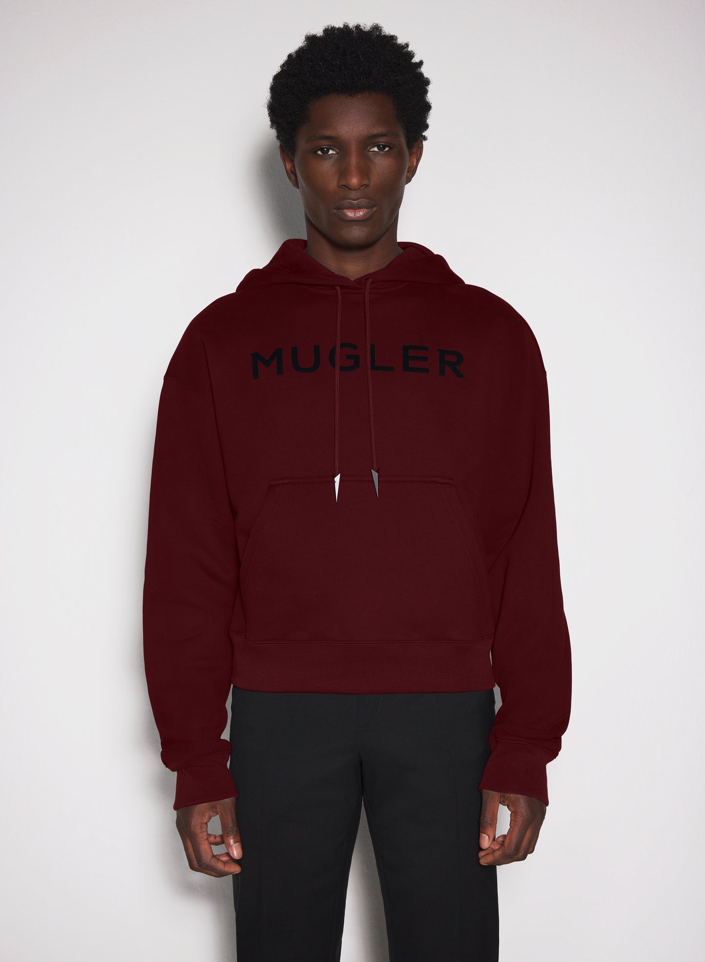 burgundy Mugler logo hoodie