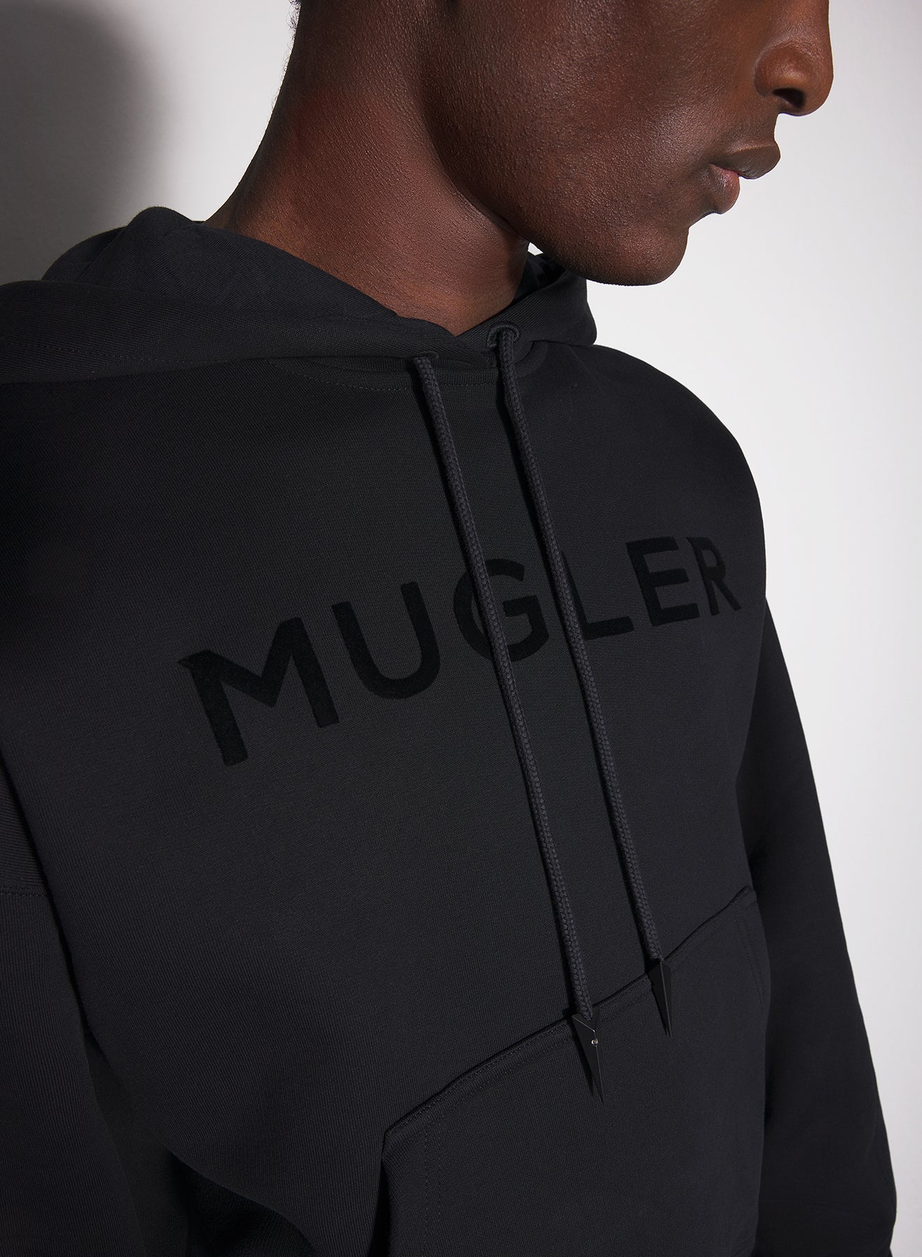 black Mugler logo hoodie