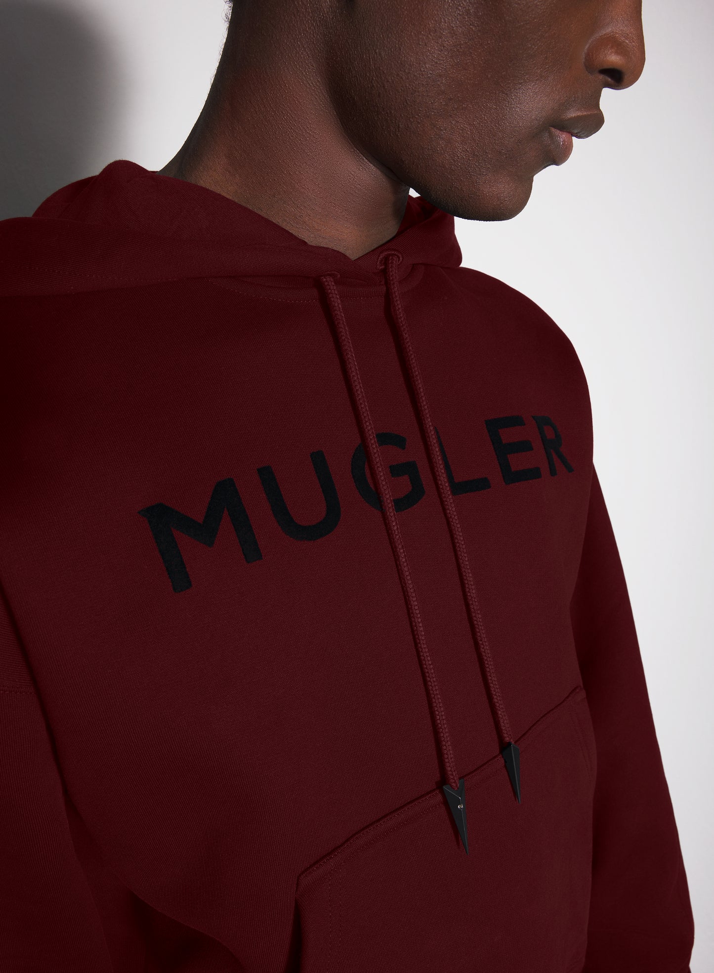 burgundy Mugler logo hoodie