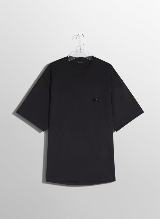 black oversized pierced T-shirt