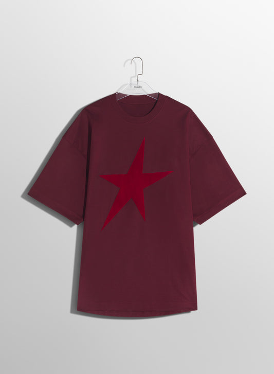 burgundy star velvet T-shirt