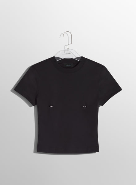 Tシャツ・カットソー MUGLER Woman T-Shirt Black 24P3TS0099D284 1999 Mugler T-shirt with logo - Black - Women | 24P3TS0099D2841999