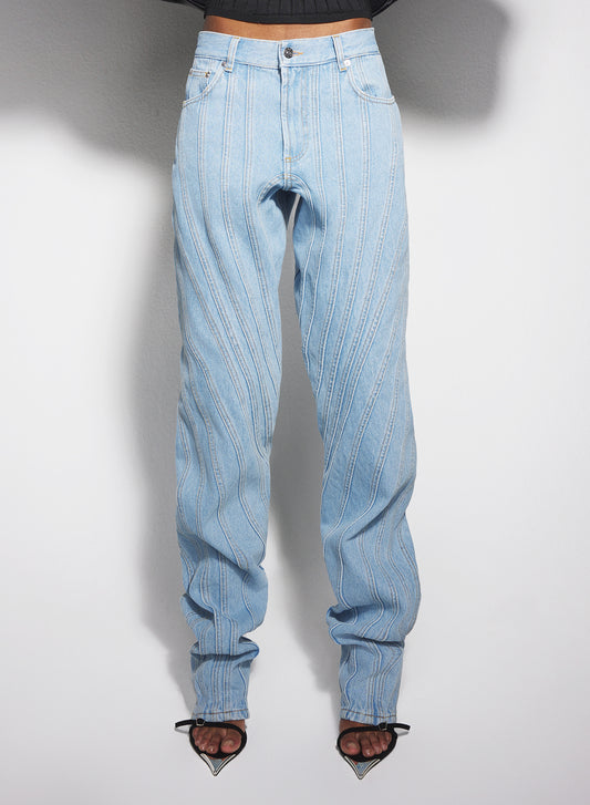 jeans spiral baggy bleu