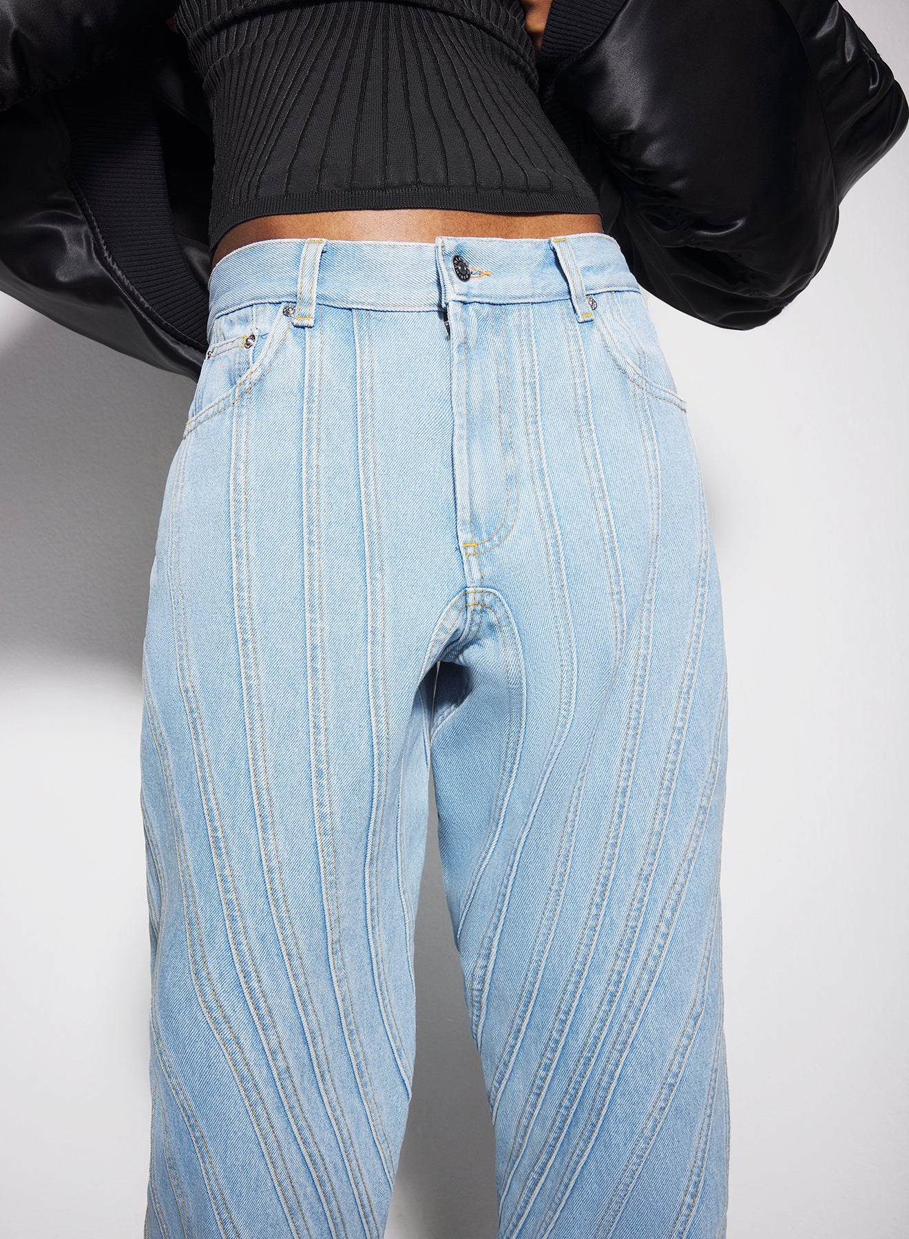 blue spiral baggy jeans