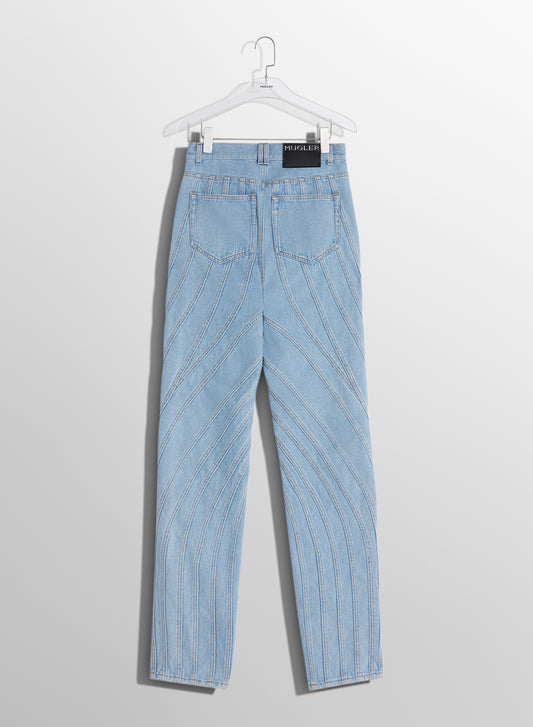 blue spiral baggy jeans