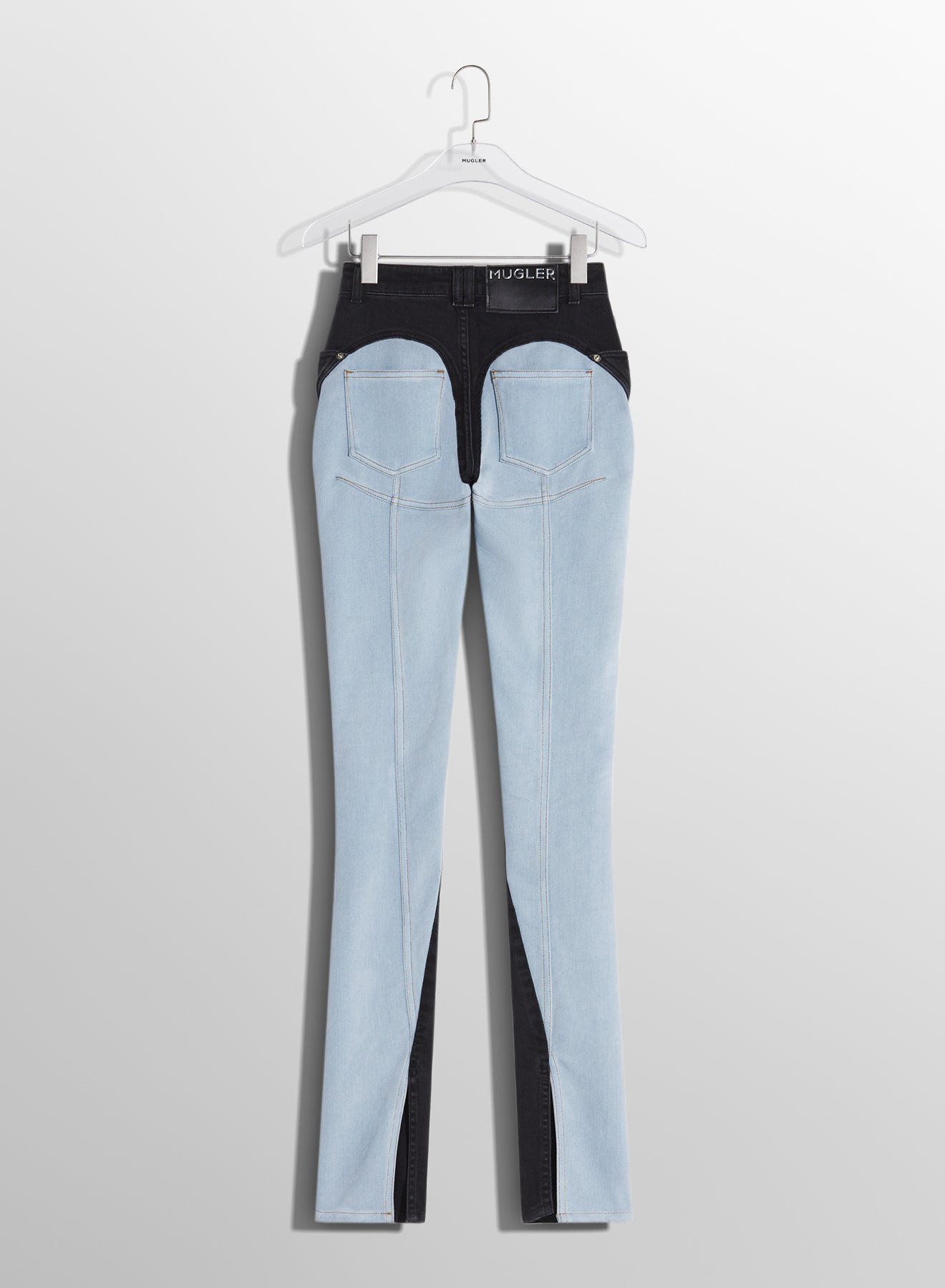 blue bi-color skinny jeans