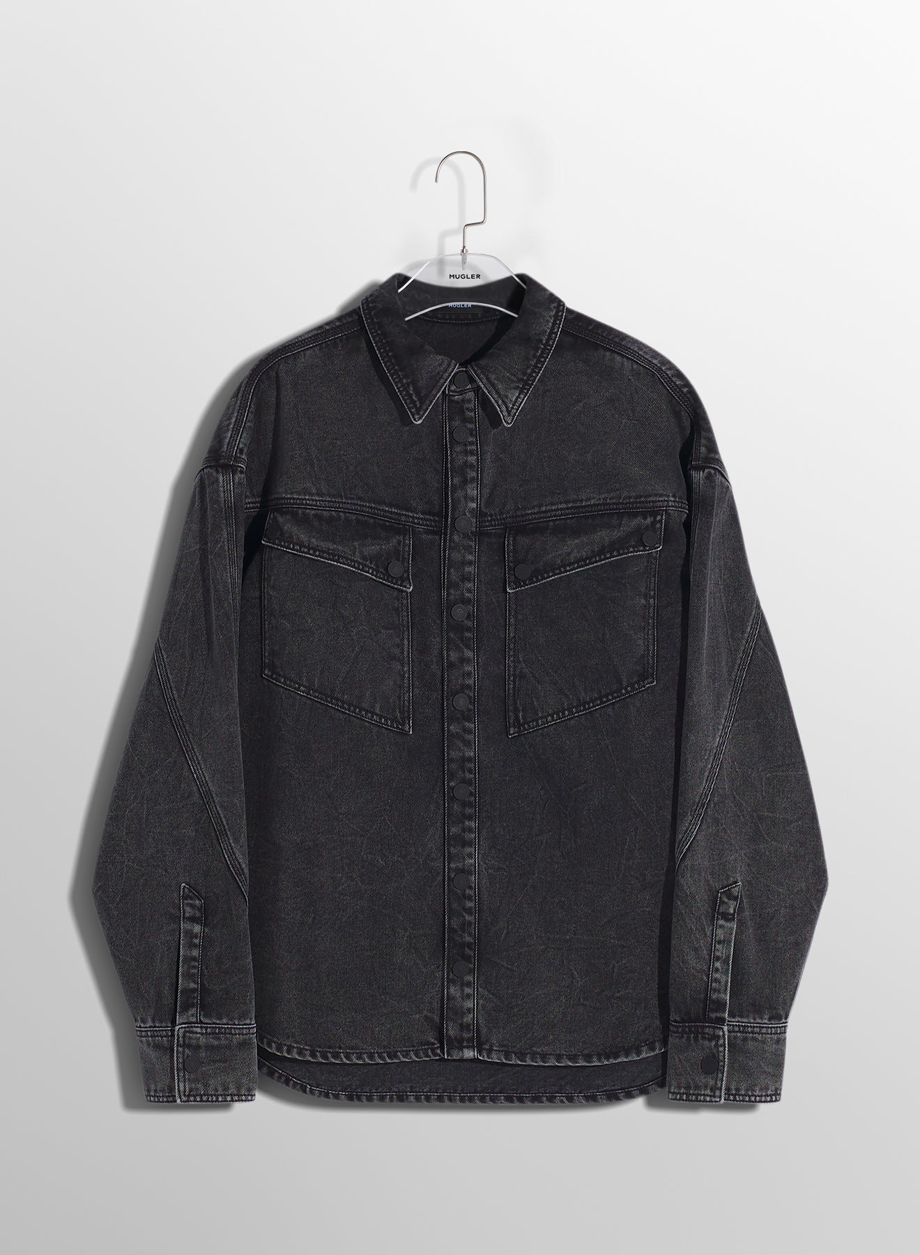 washed black denim shirt