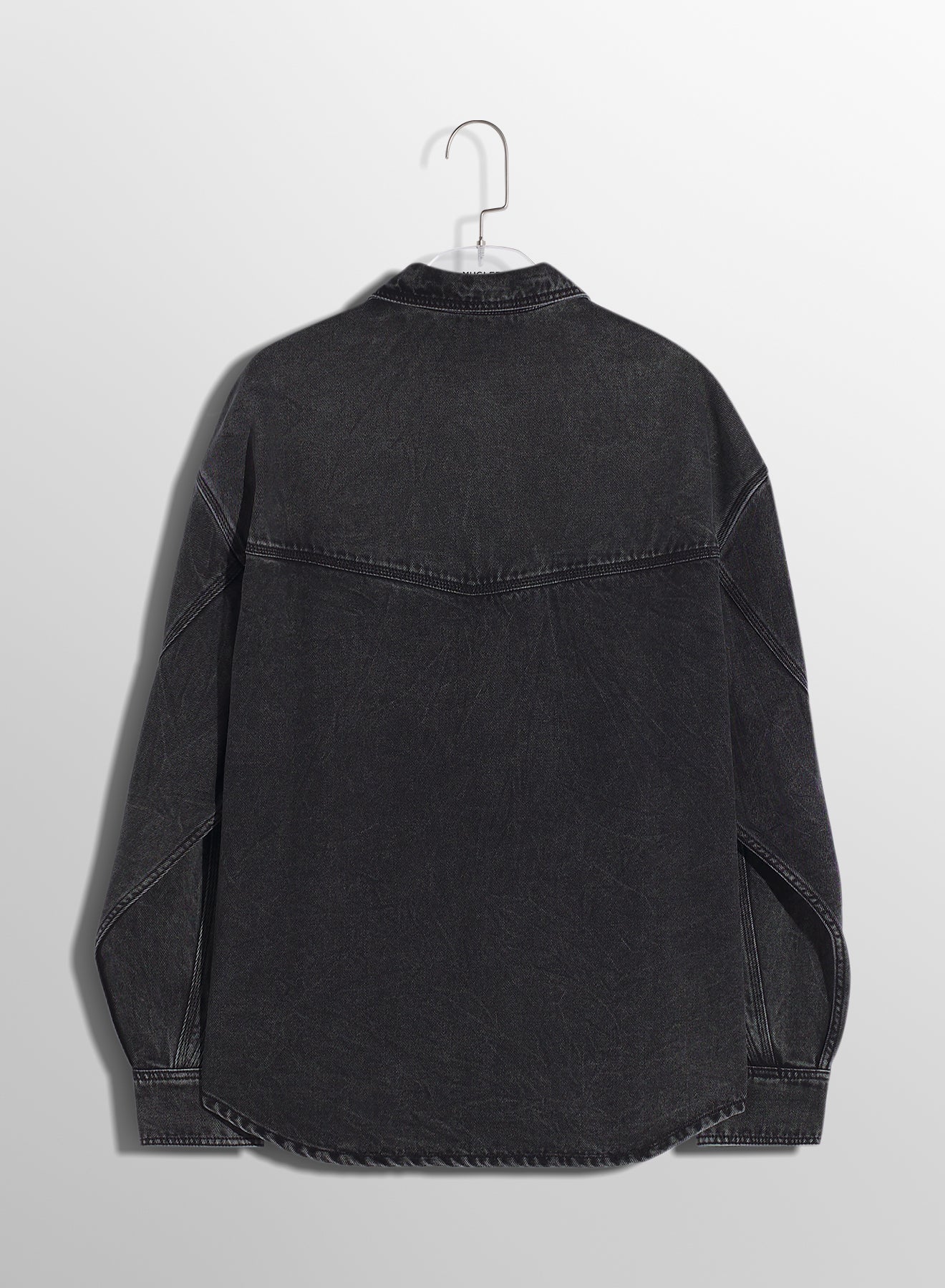 washed black denim shirt