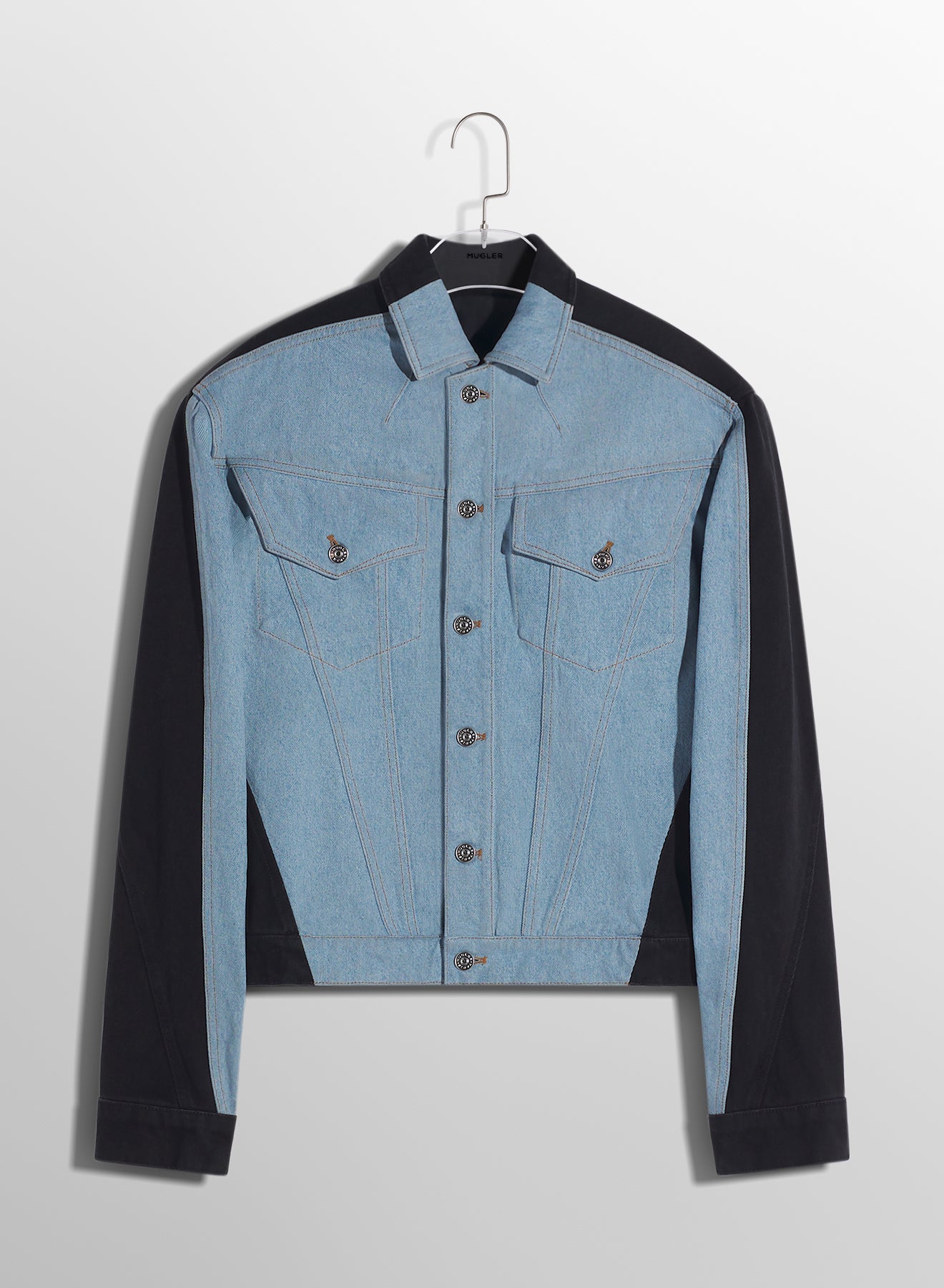 blue bi-color denim jacket