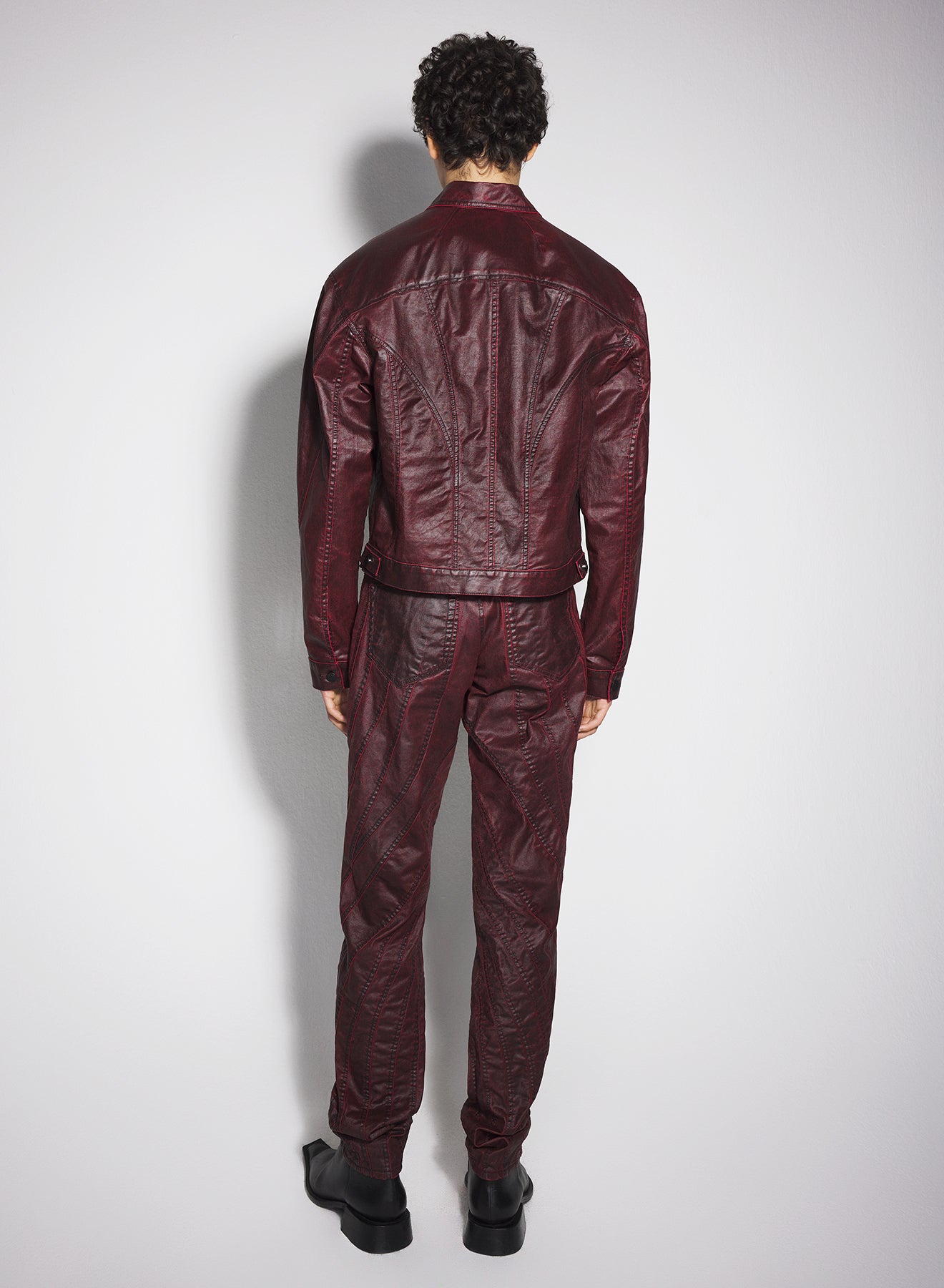 burgundy waxed denim jacket