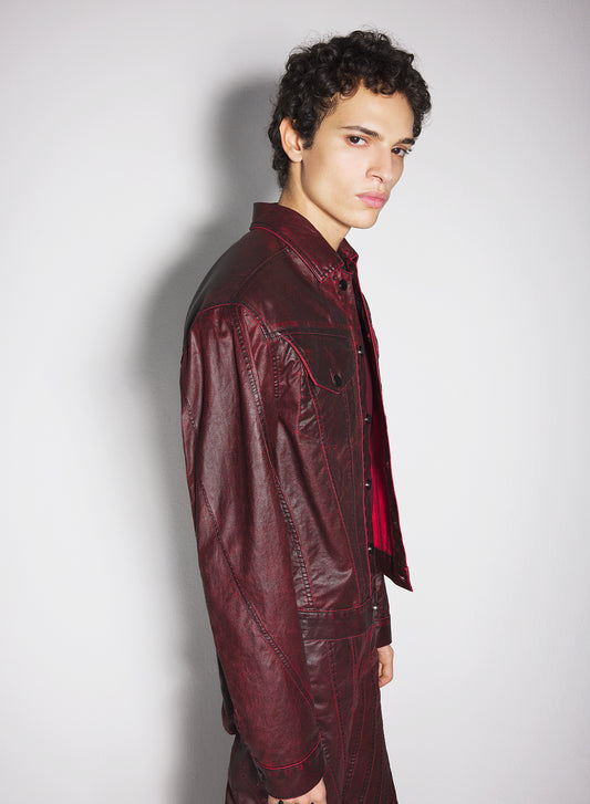 vampire red waxed denim jacket