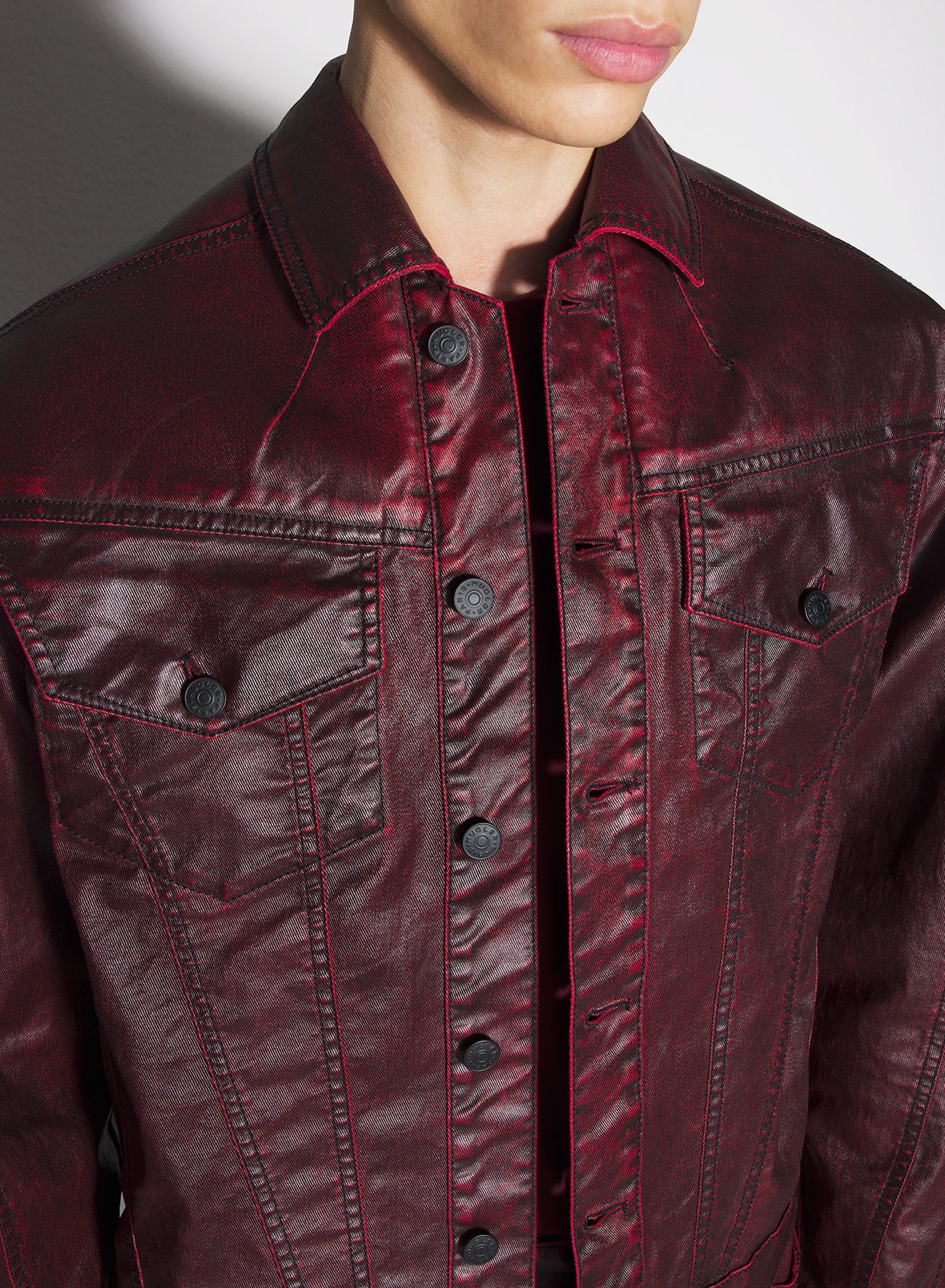 burgundy waxed denim jacket MUGLER Official Website Mugler