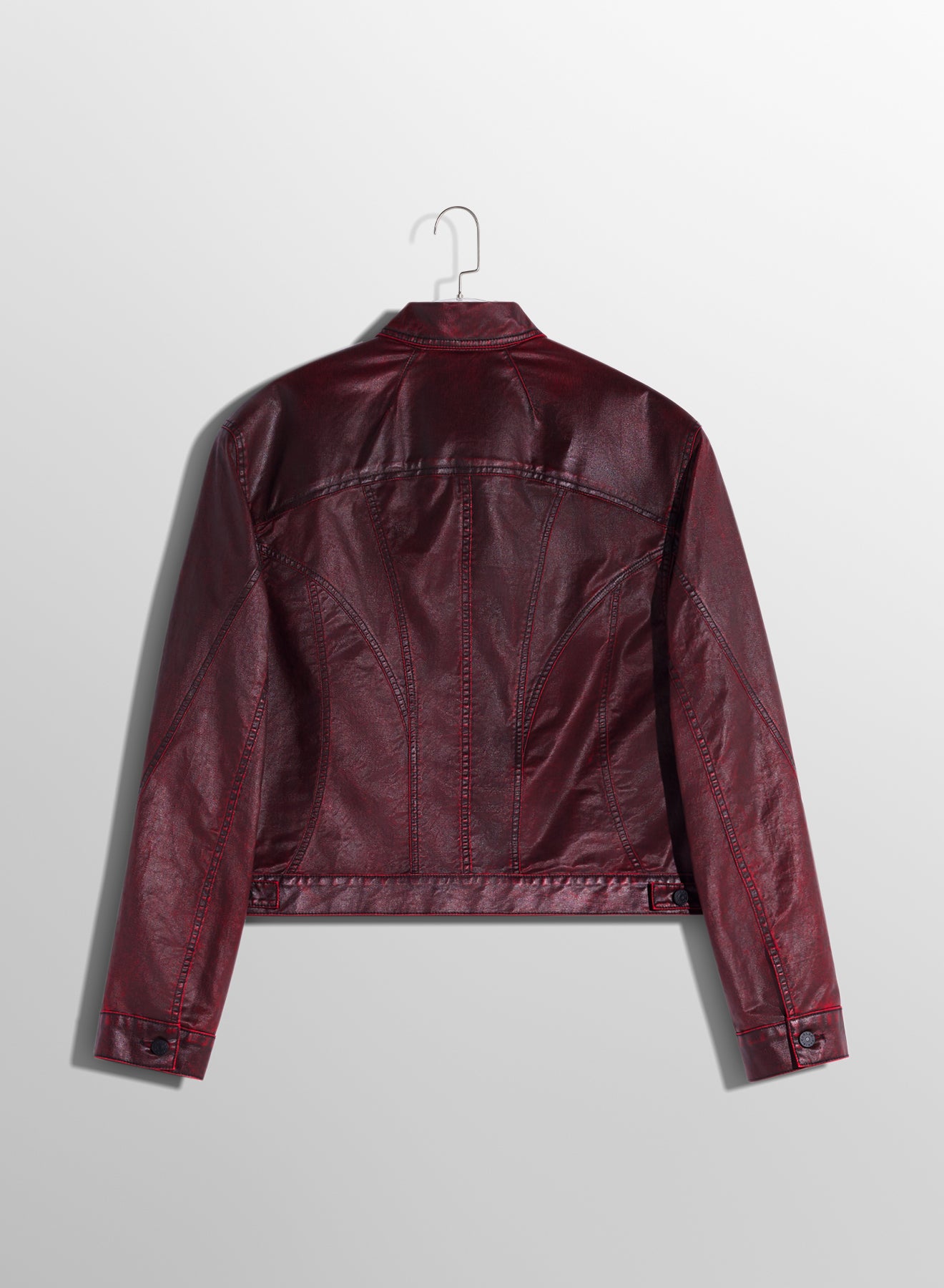 vampire red waxed denim jacket