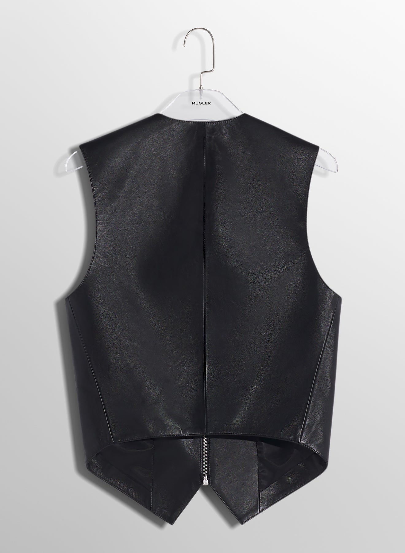 black leather zipper vest