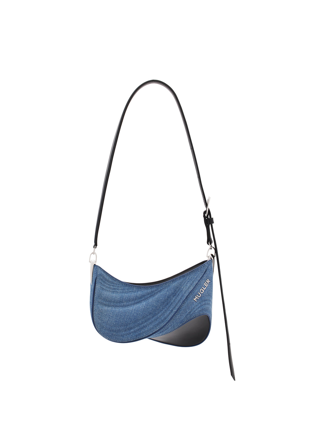 Jean Droit Femme Mugler Spiral Curve - Taille 46 (12), Bleu, Neuf Avec étiquette, Italie