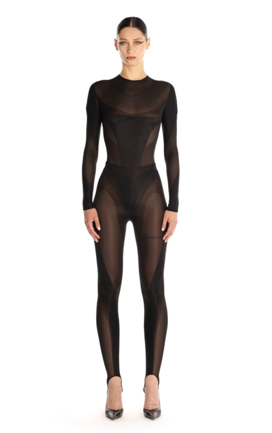 black multi-layer bodysuit