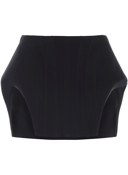 black curvy structured mini skirt