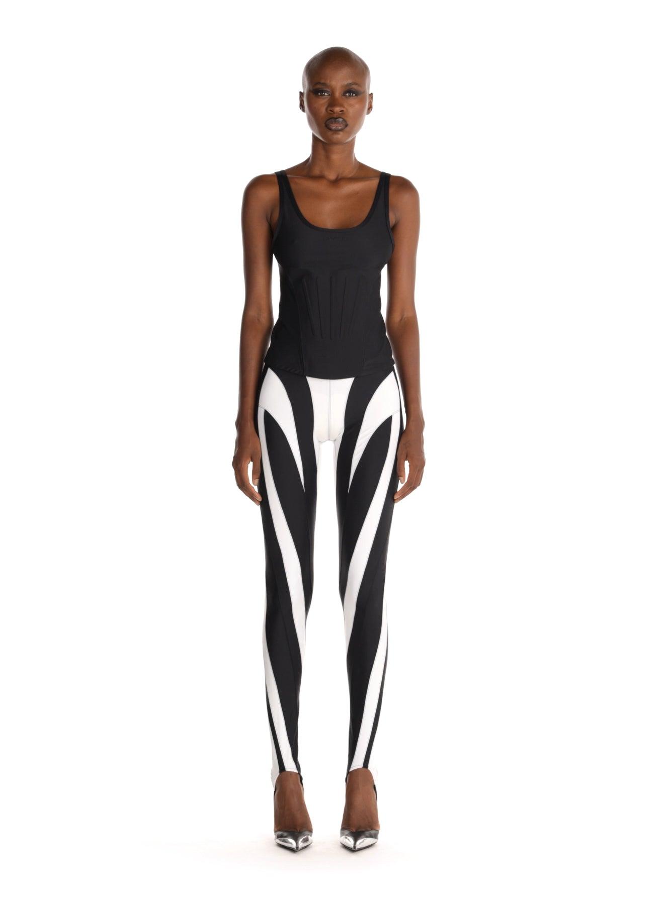 spiral leggings woman black and white in polyamide