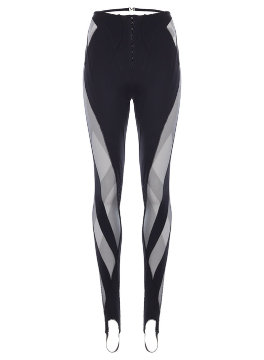 black multi-layer lingerie leggings
