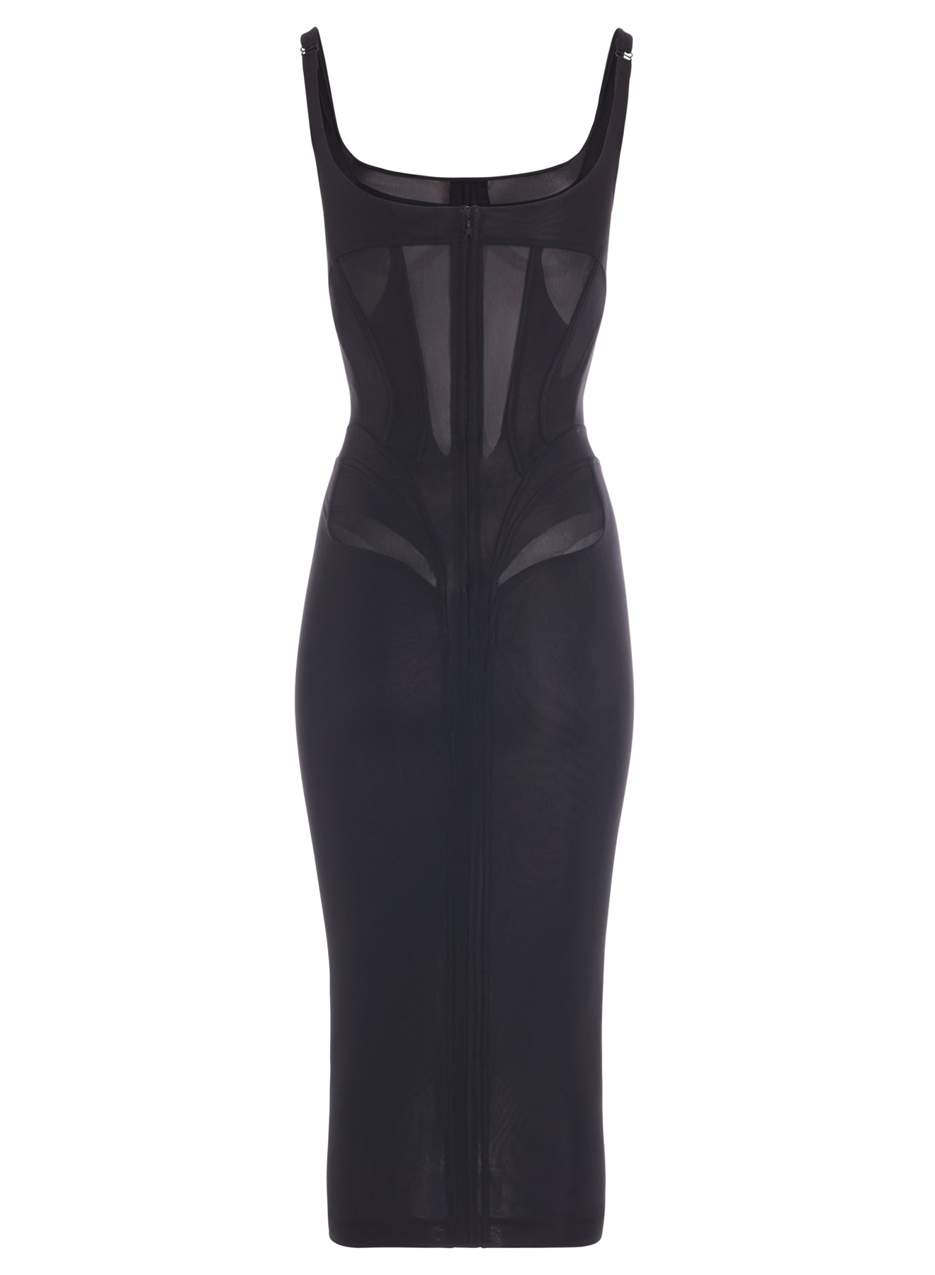 black corseted lingerie midi dress
