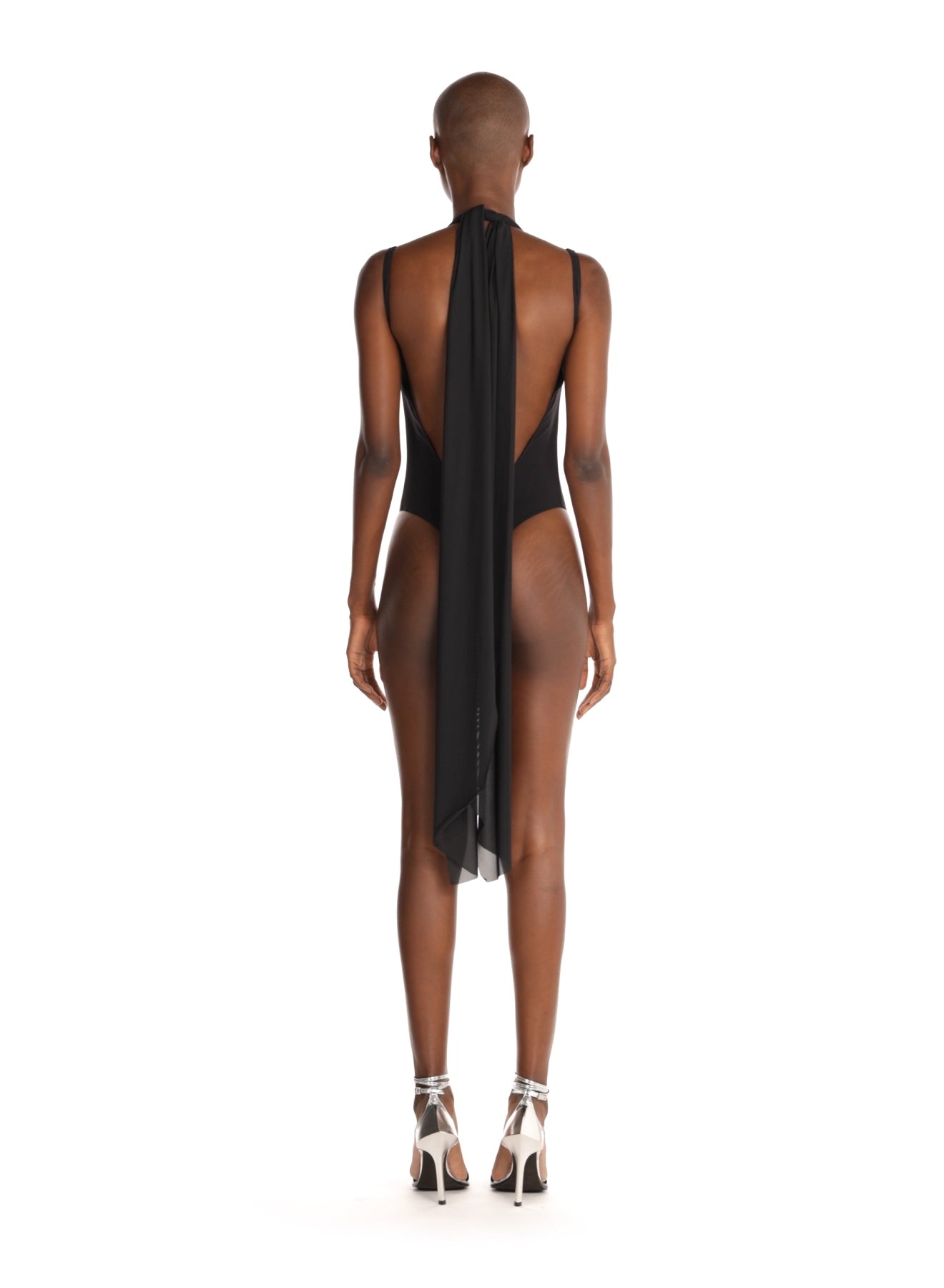 black one-piece cut-out swimsuit