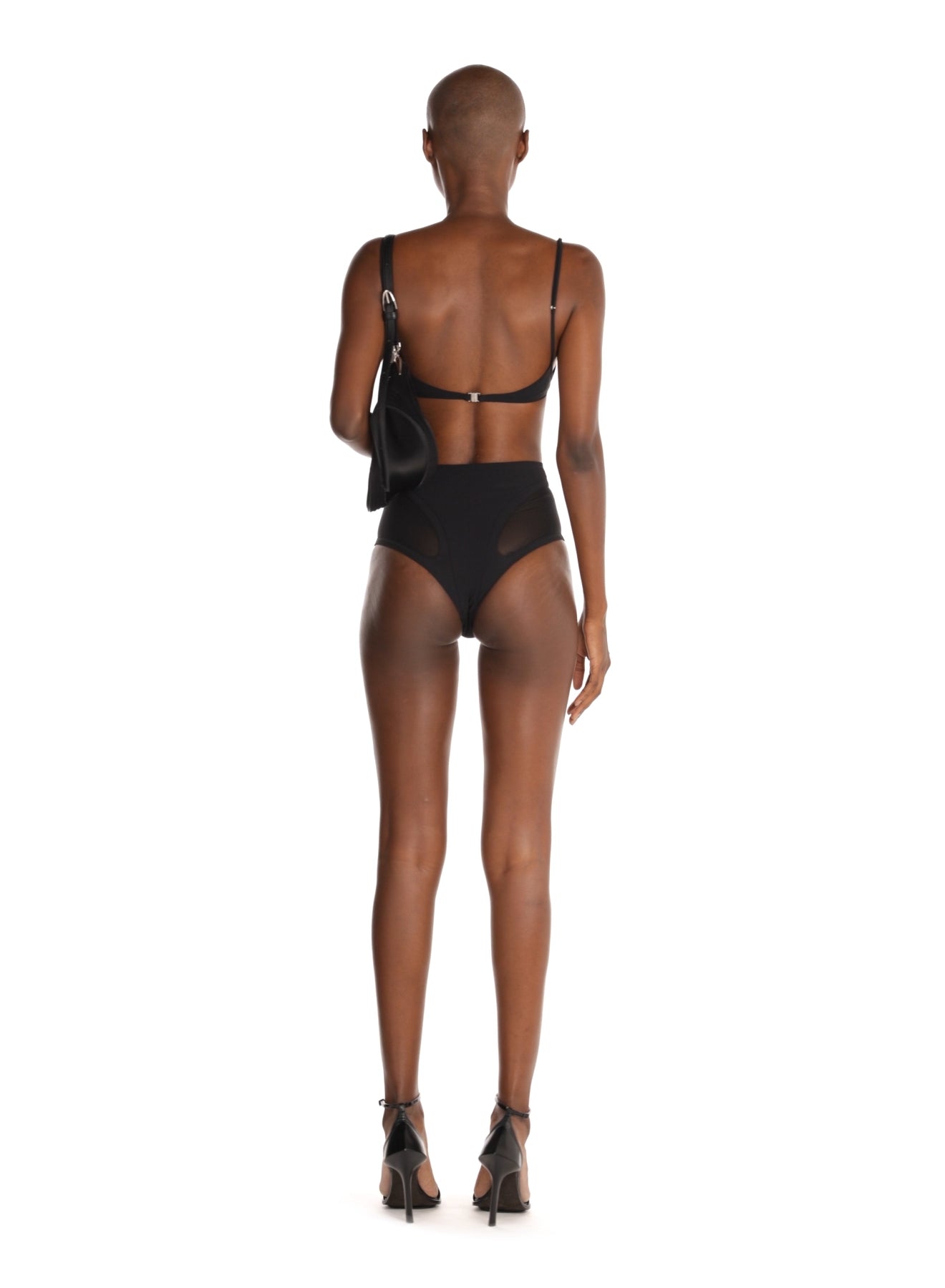 black criss-crossed bikini top