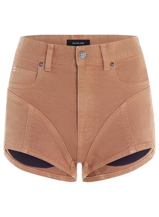 bi-color denim shorts - Mugler
