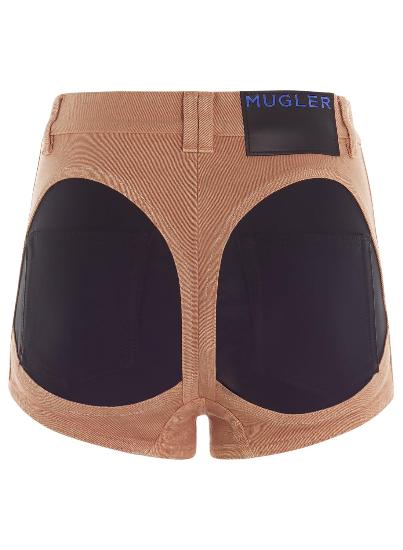 bi-color denim shorts - Mugler