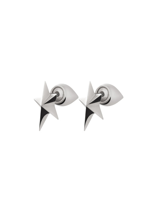 silver mini star earrings