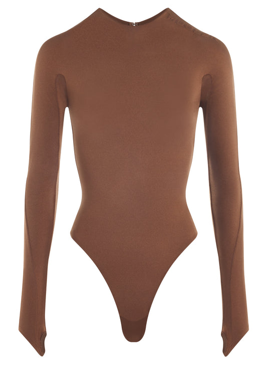 cinnamon shoulder logo bodysuit