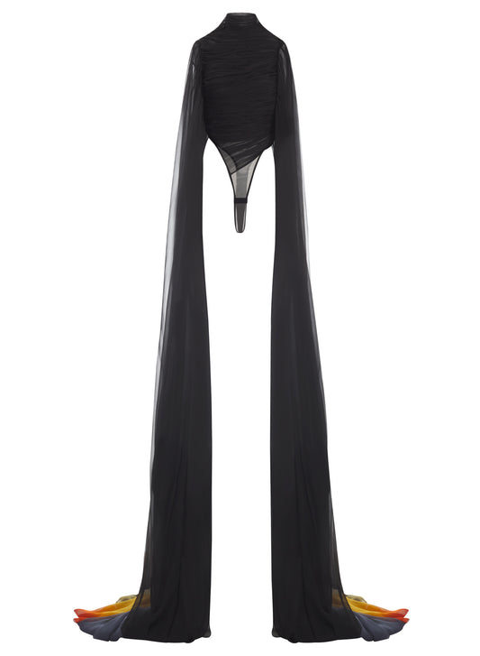 black veil-sleeve bodysuit