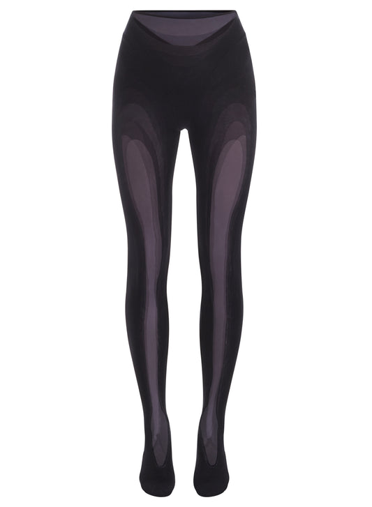 black sheer multi-layer leggings