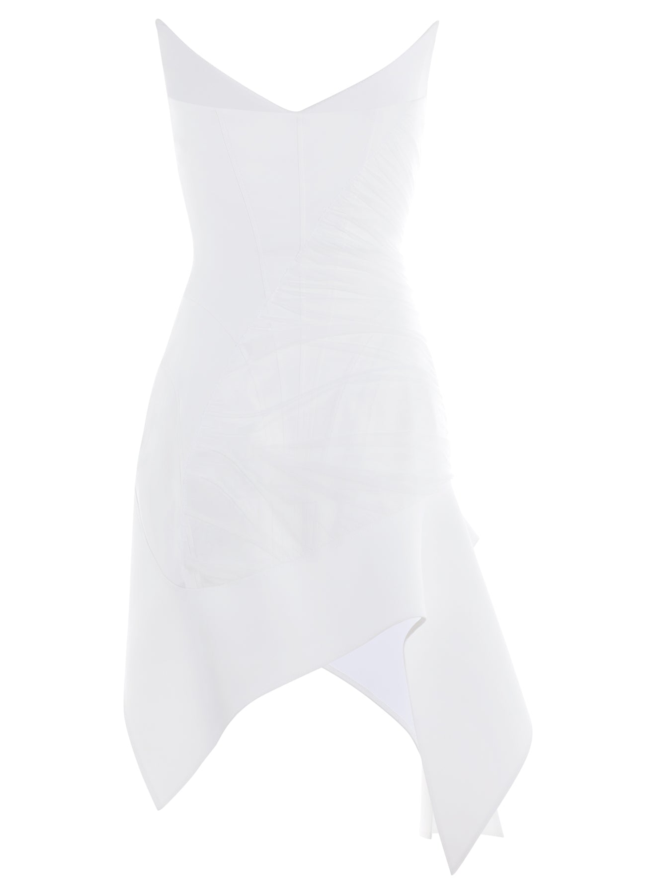 white asymmetric bustier dress
