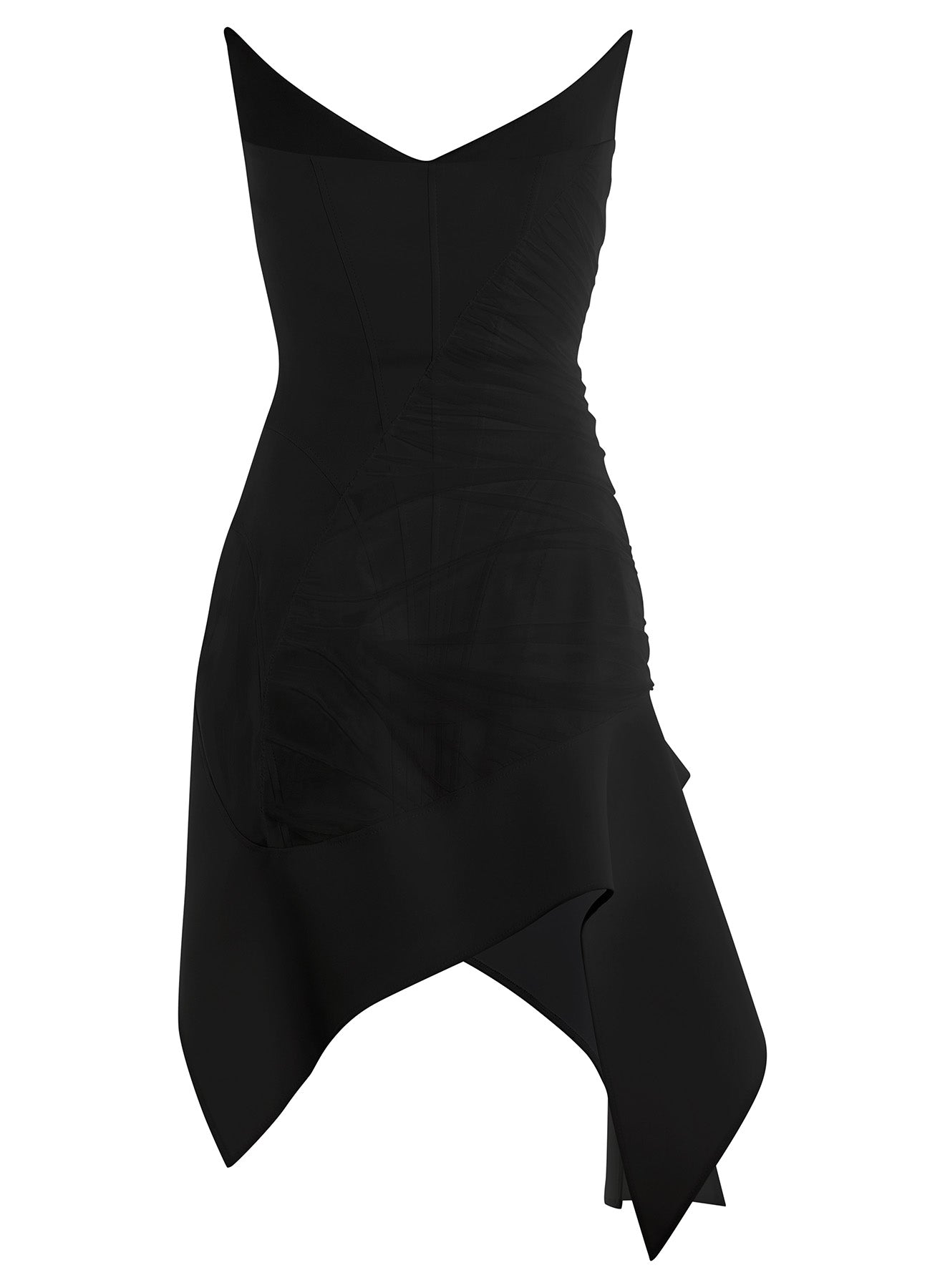 black asymmetric bustier dress