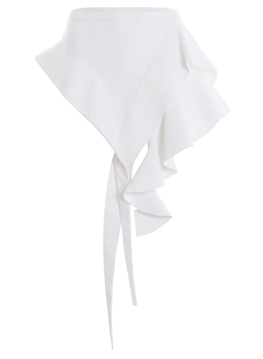white asymmetric knitted skirt