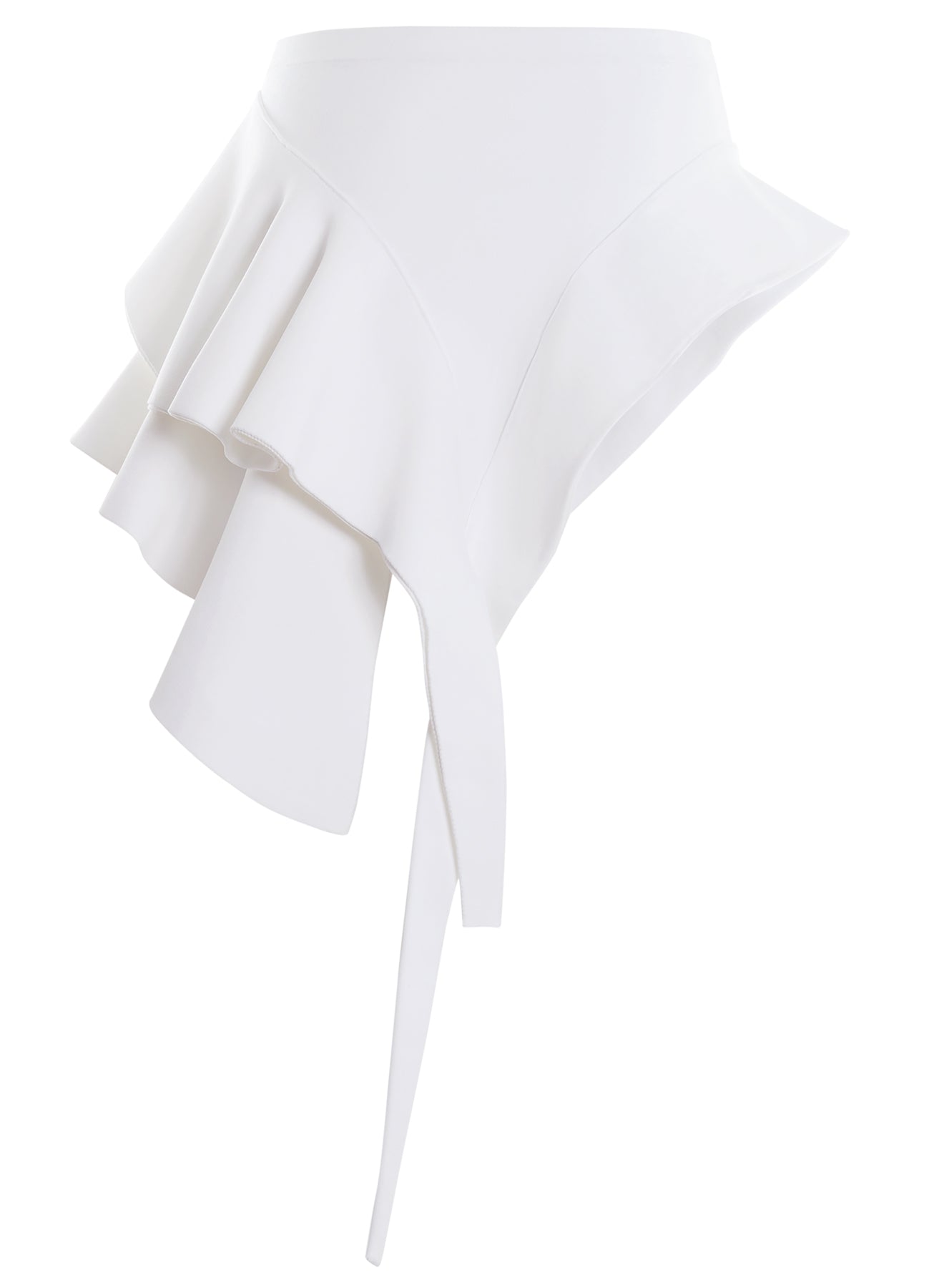 white asymmetric knitted skirt