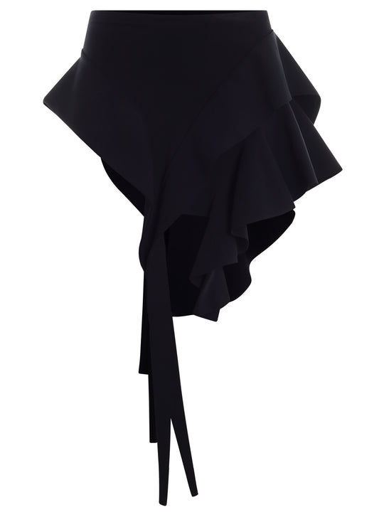 black asymmetric knitted skirt
