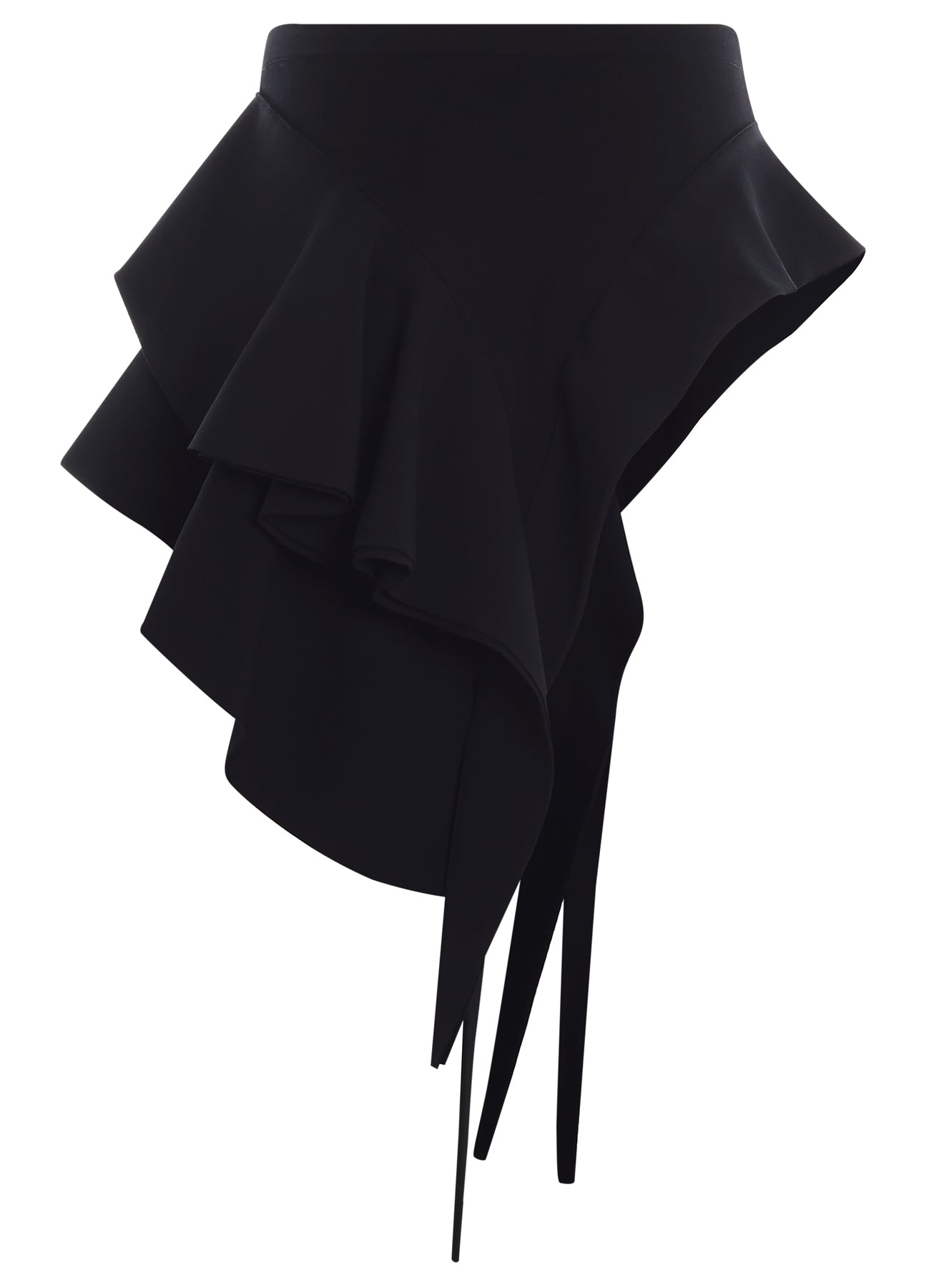 black asymmetric knitted skirt