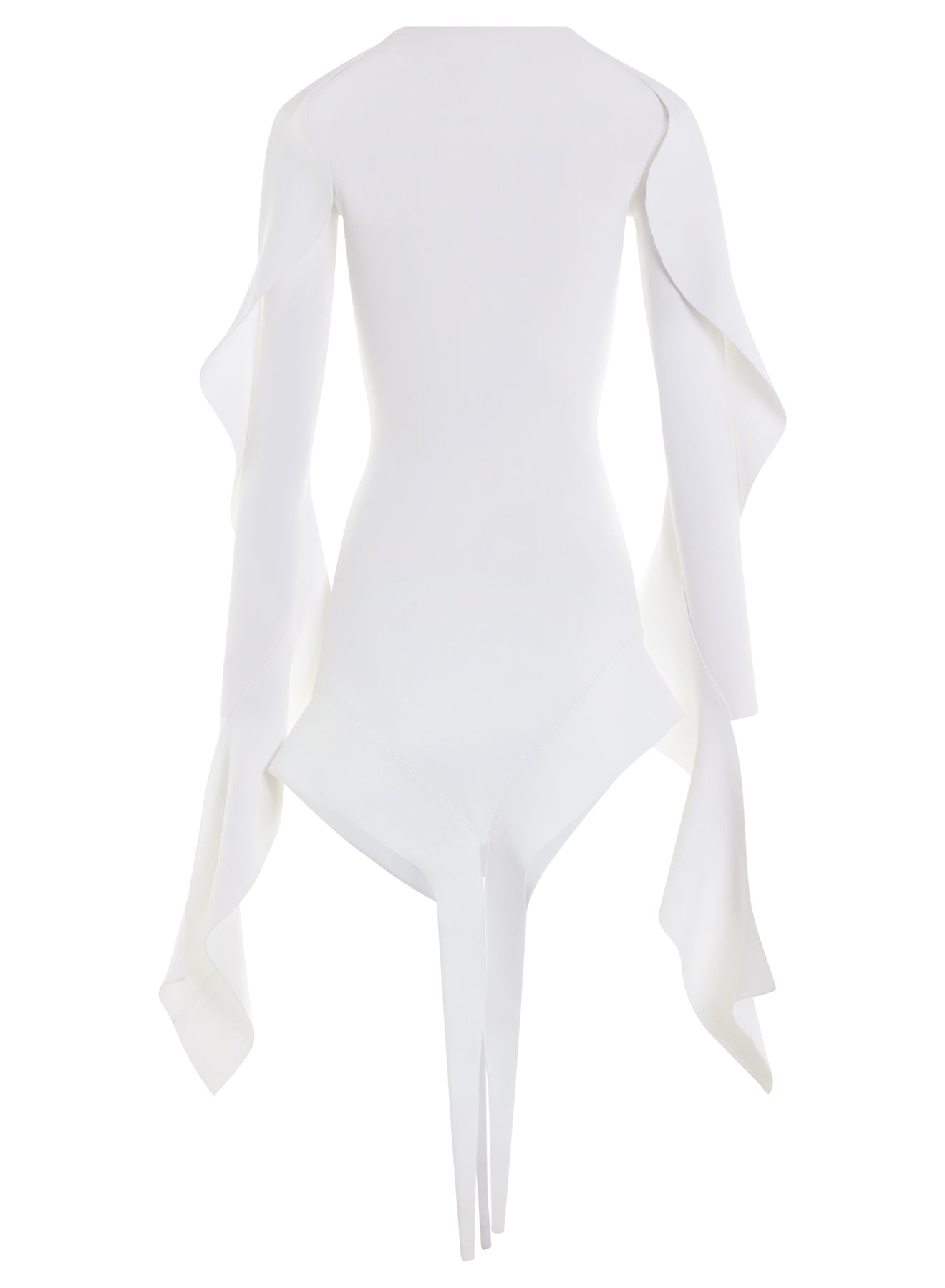 white asymmetric knitted dress