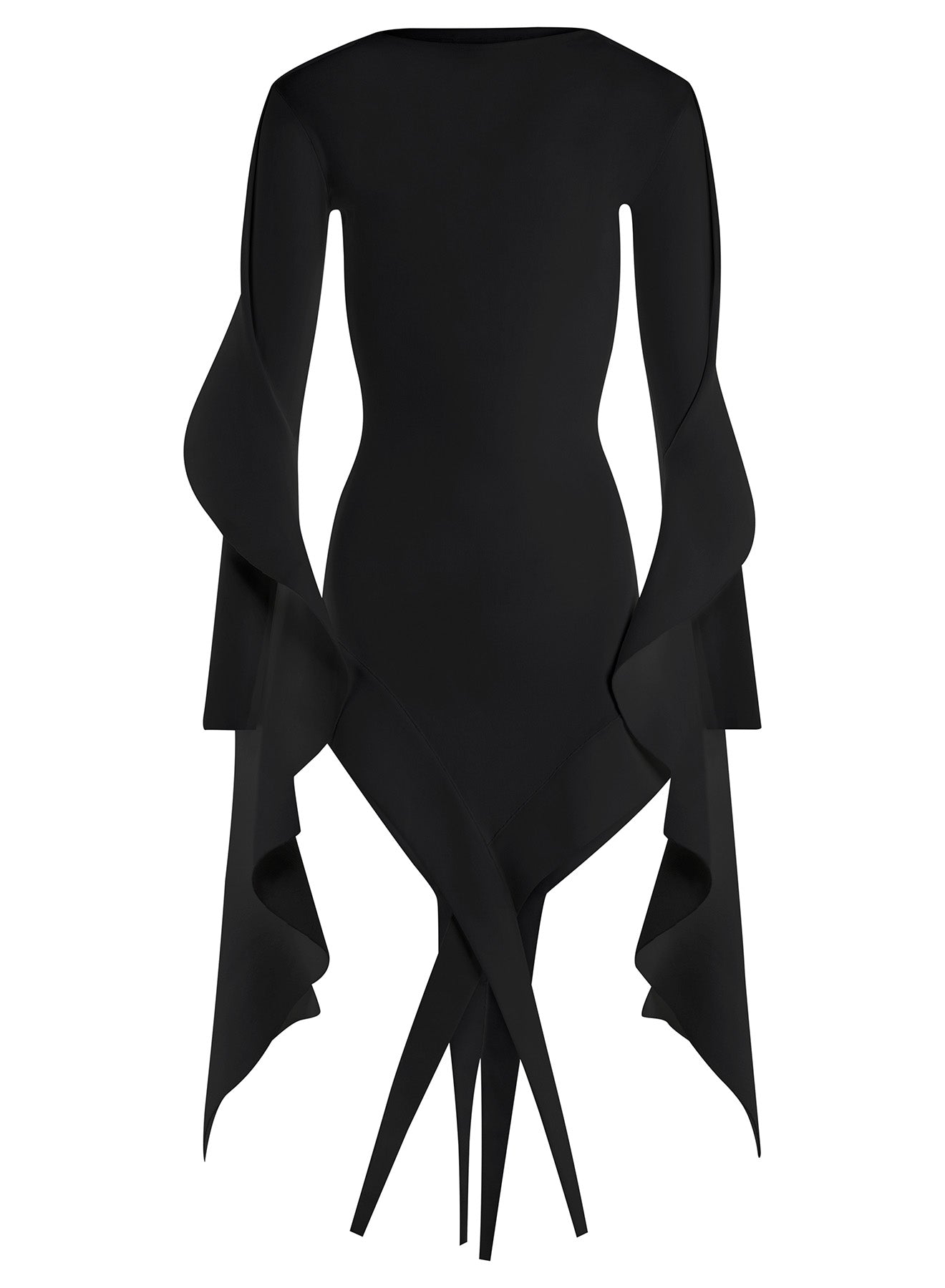 black asymmetric knitted dress