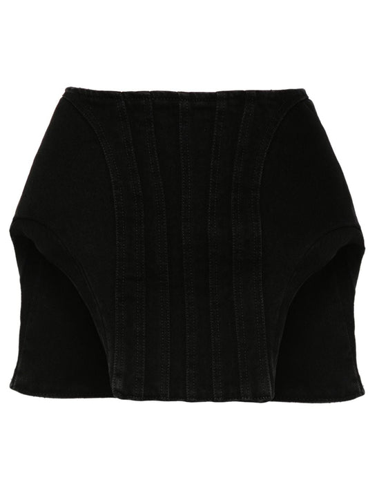 black curvy denim mini skirt