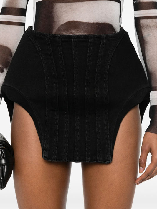 black curvy denim mini skirt