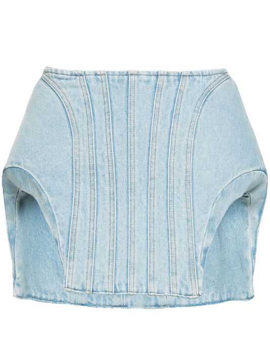blue curvy denim mini skirt