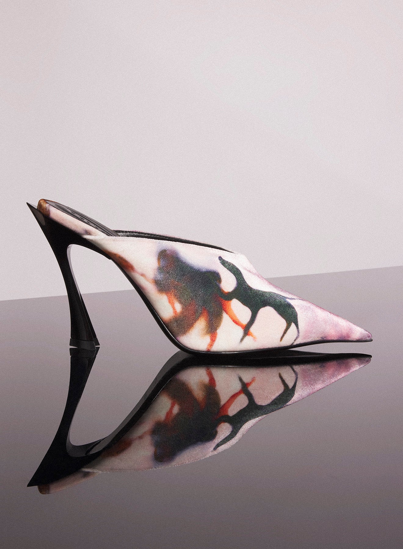 Mugler x Ambera Wellmann printed velvet fang 95 mules