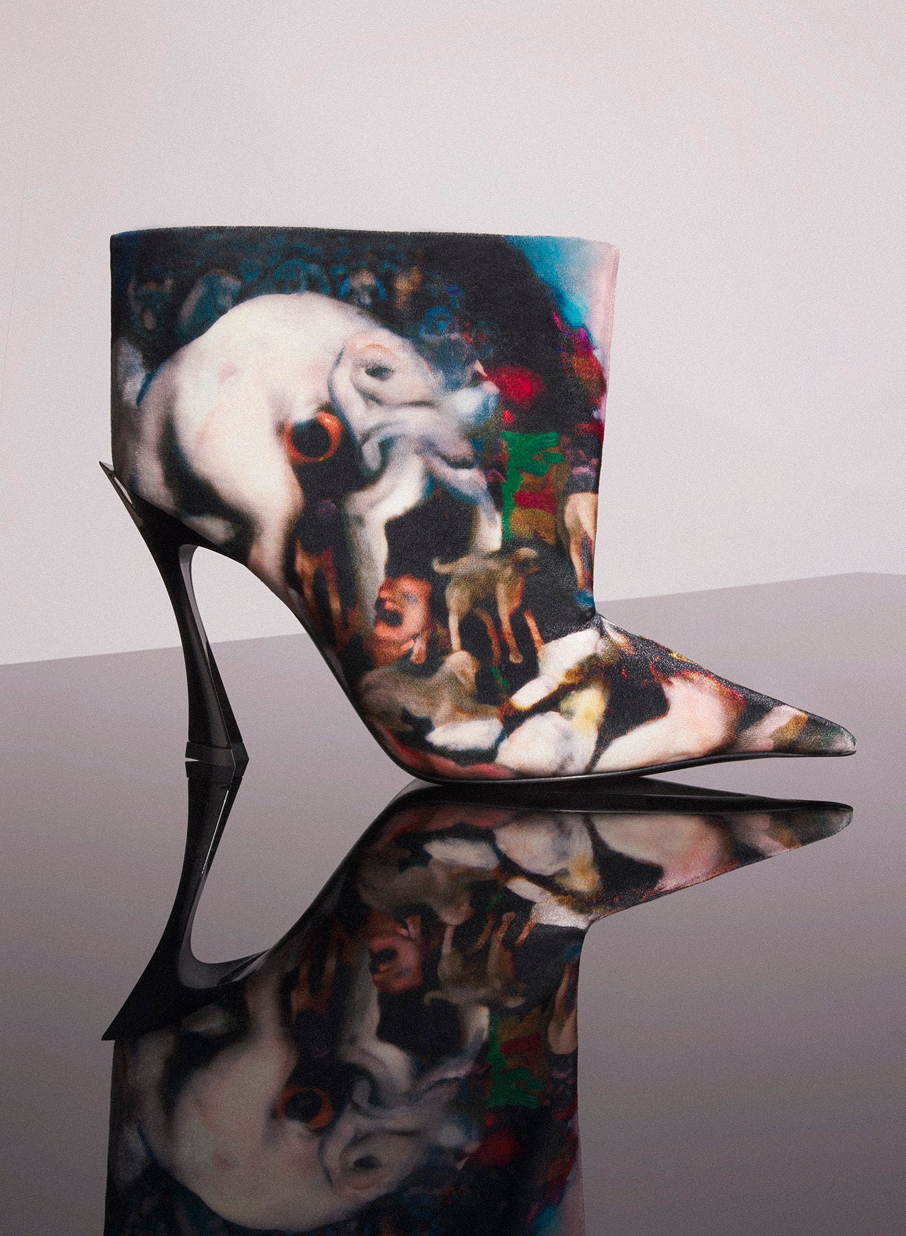 Mugler x Ambera Wellmann printed velvet fang 95 ankle boots