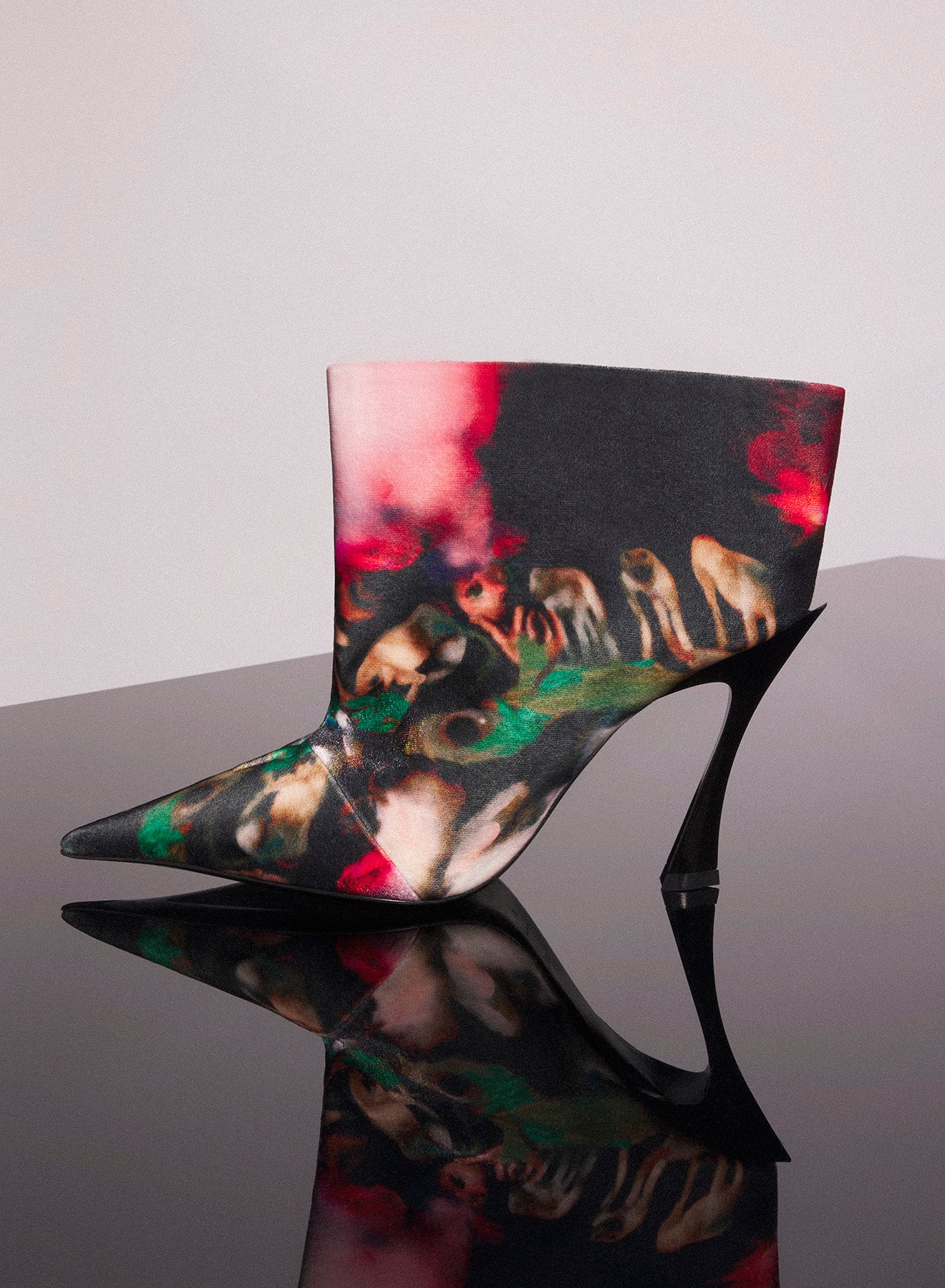 Mugler x Ambera Wellmann printed velvet fang 95 ankle boots