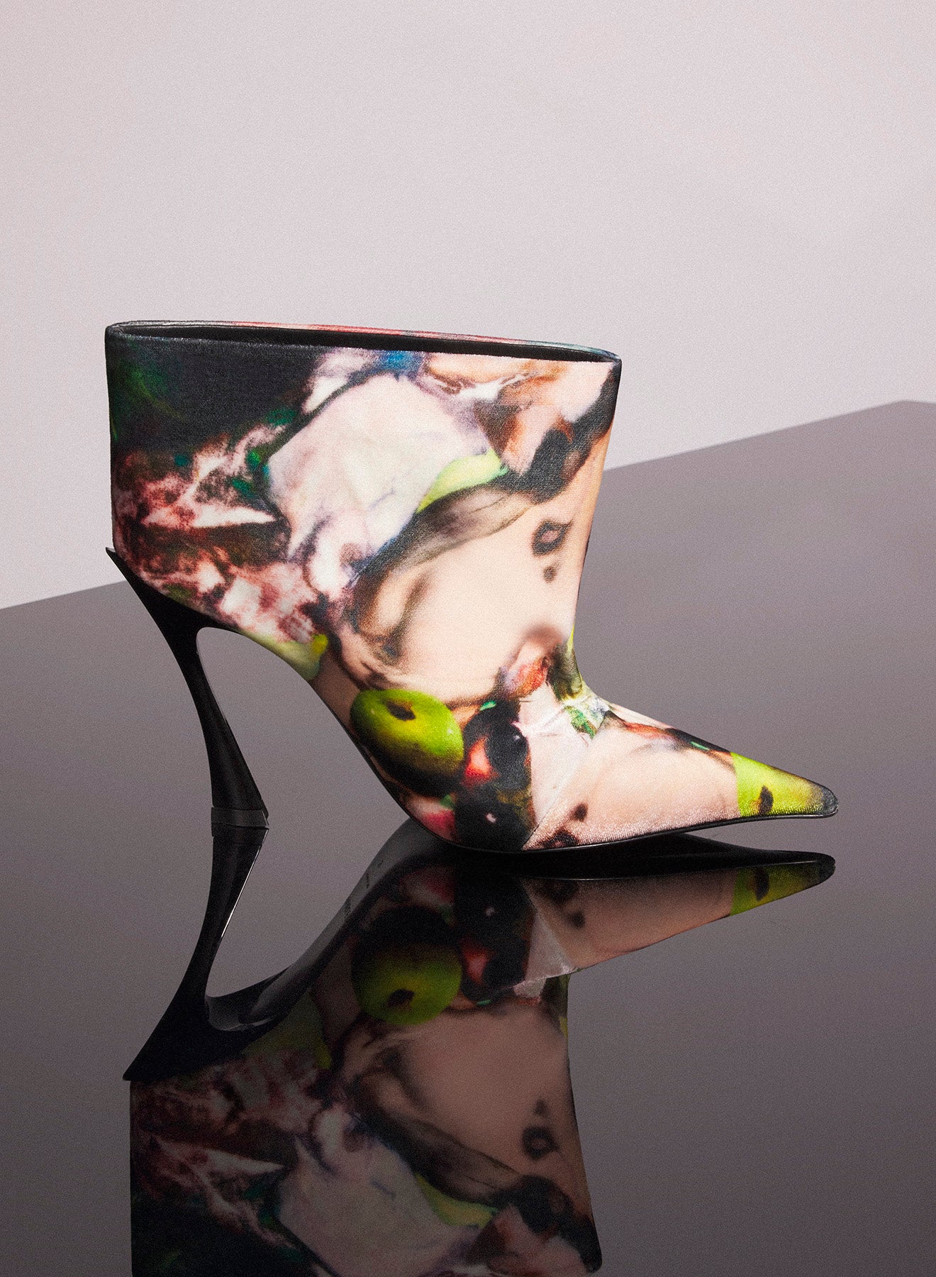 Mugler x Ambera Wellmann printed velvet fang 95 ankle boots