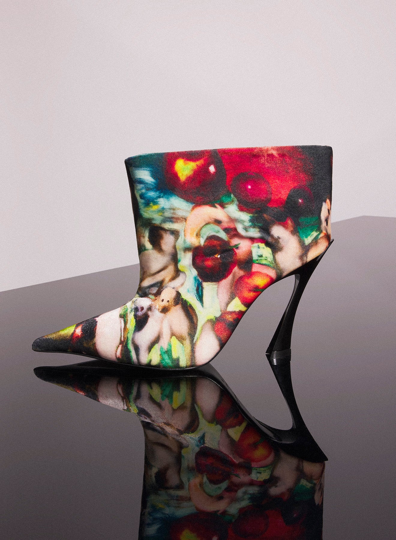 Mugler x Ambera Wellmann printed velvet fang 95 ankle boots