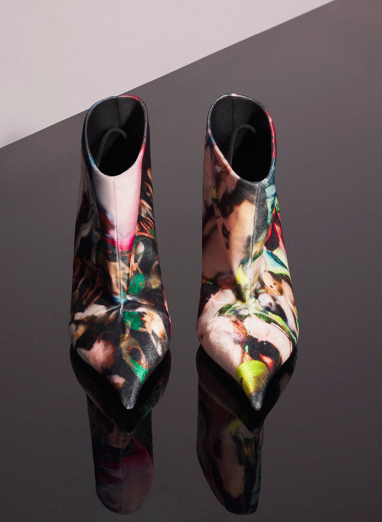 Mugler x Ambera Wellmann printed velvet fang 95 ankle boots